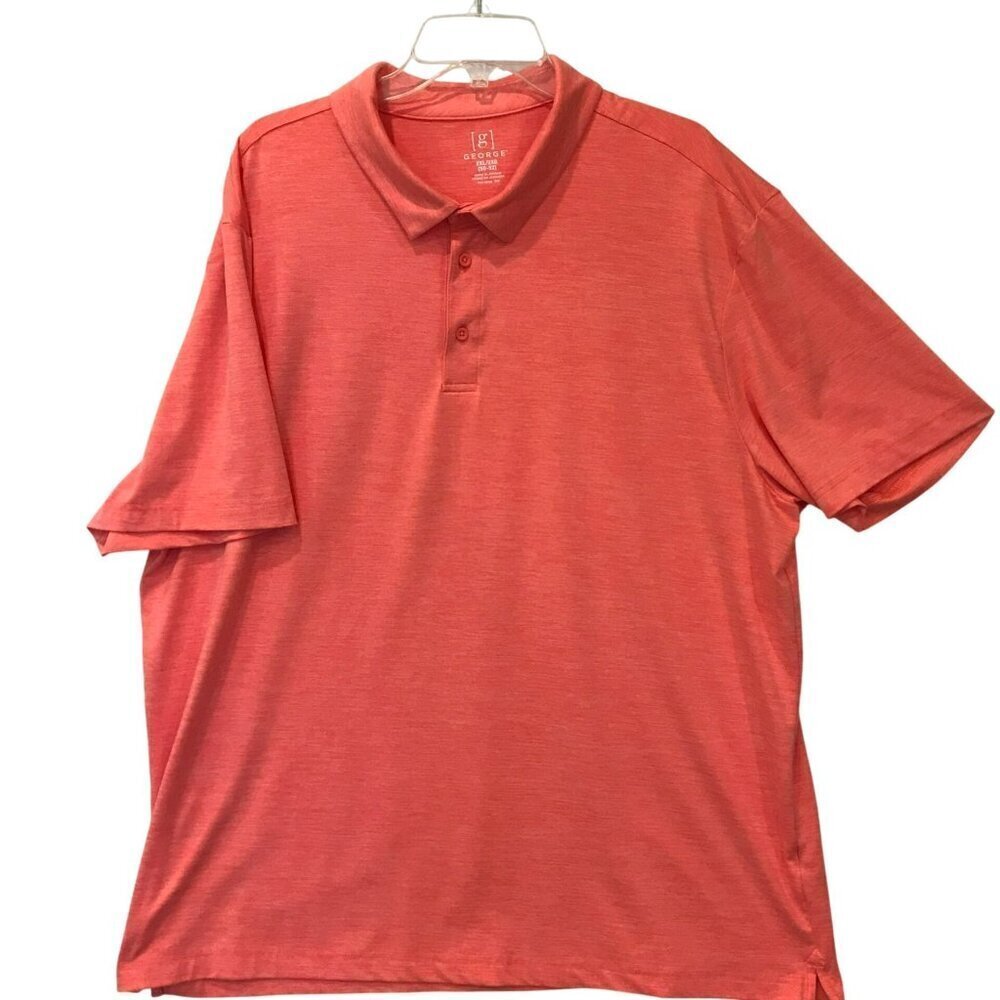 George Men's 3-Button Golf Polo Shirt Size XXL in Orange Short Sleeve Activewear